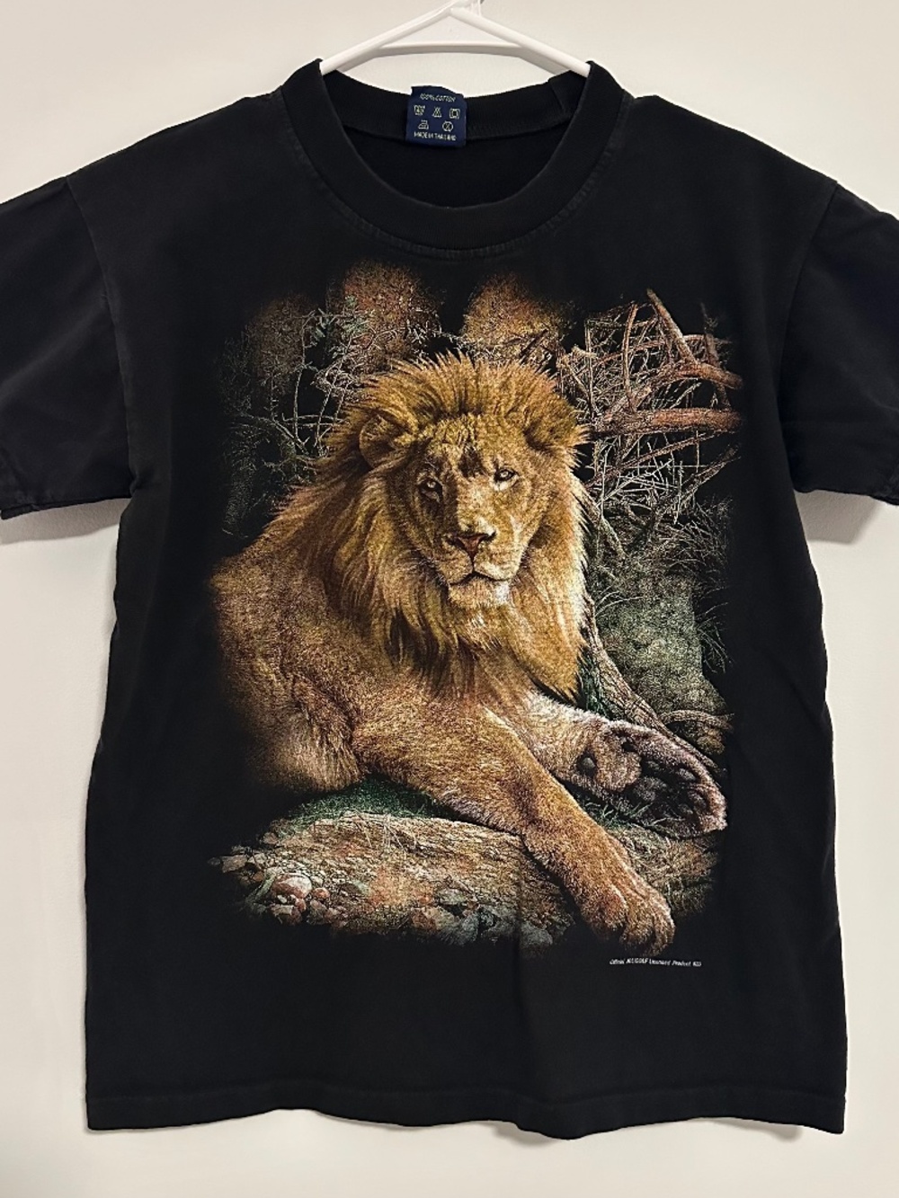 Joli Golf Lion Animal Graphic Print T-Shirt Medium Black Y2K Gothic Short Sleeve